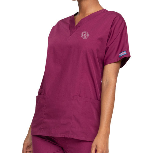 Women's WW Originals V-Neck Scrubs Top with NECO Emblem (Wine only)